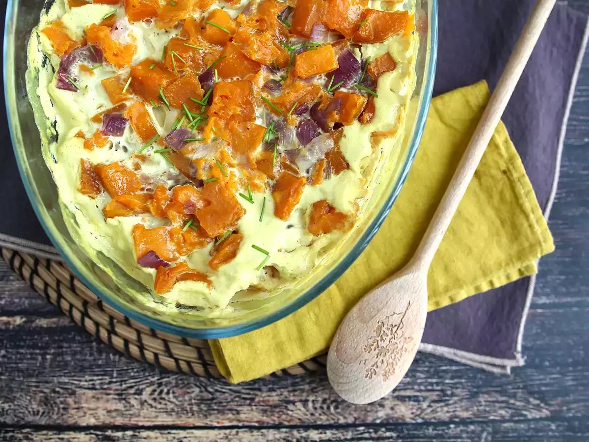 Sladki krompir gratin z okusom kokosovega mleka in karija - fotografija 3