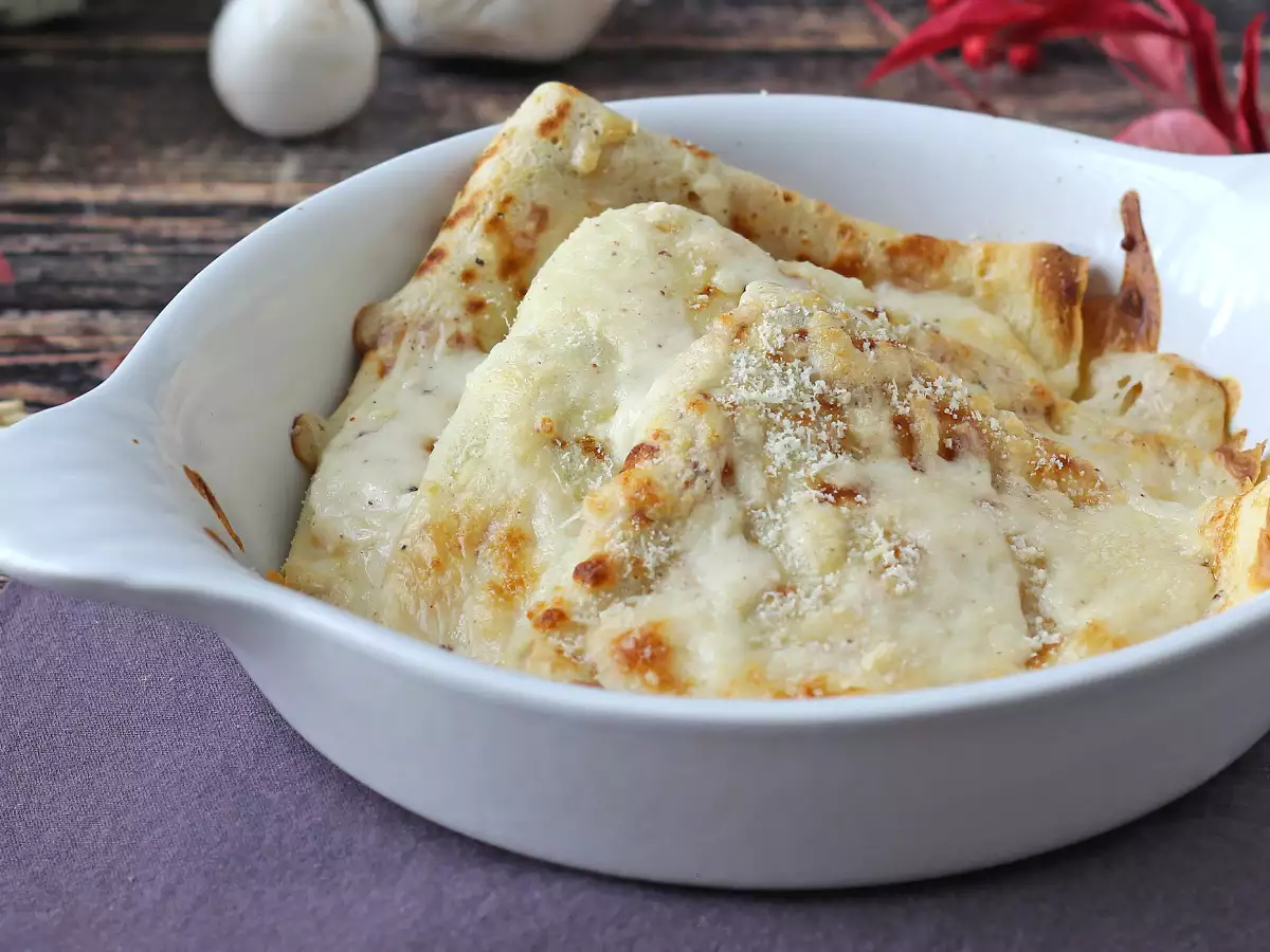 Slane palačinke z rikoto in gobami – kremast vegetarijanski recept za vsako priložnost - fotografija 3