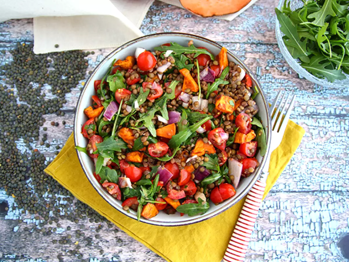 Solata iz leče in sladkega krompirja - fotografija 2