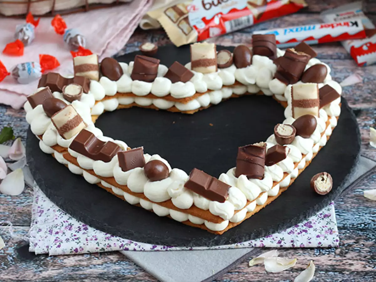 Srčna torta Kinder – krhka srčna torta za valentinovo - fotografija 2