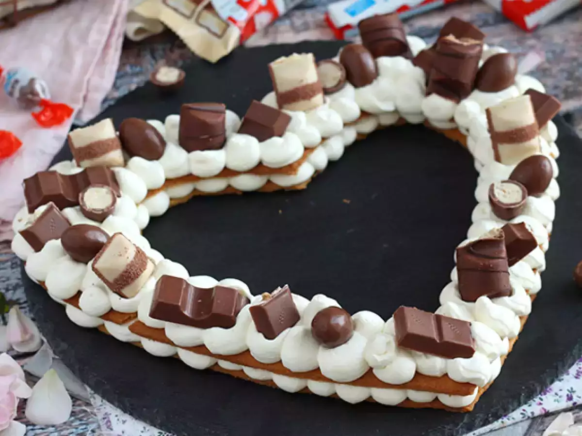 Srčna torta Kinder – krhka srčna torta za valentinovo - fotografija 4