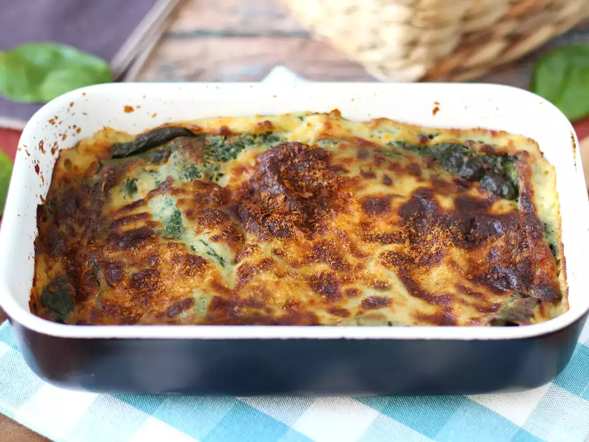 Vegetarijanske lazanje s špinačo in tofujem, pripravljene v Air Fryerju - fotografija 3