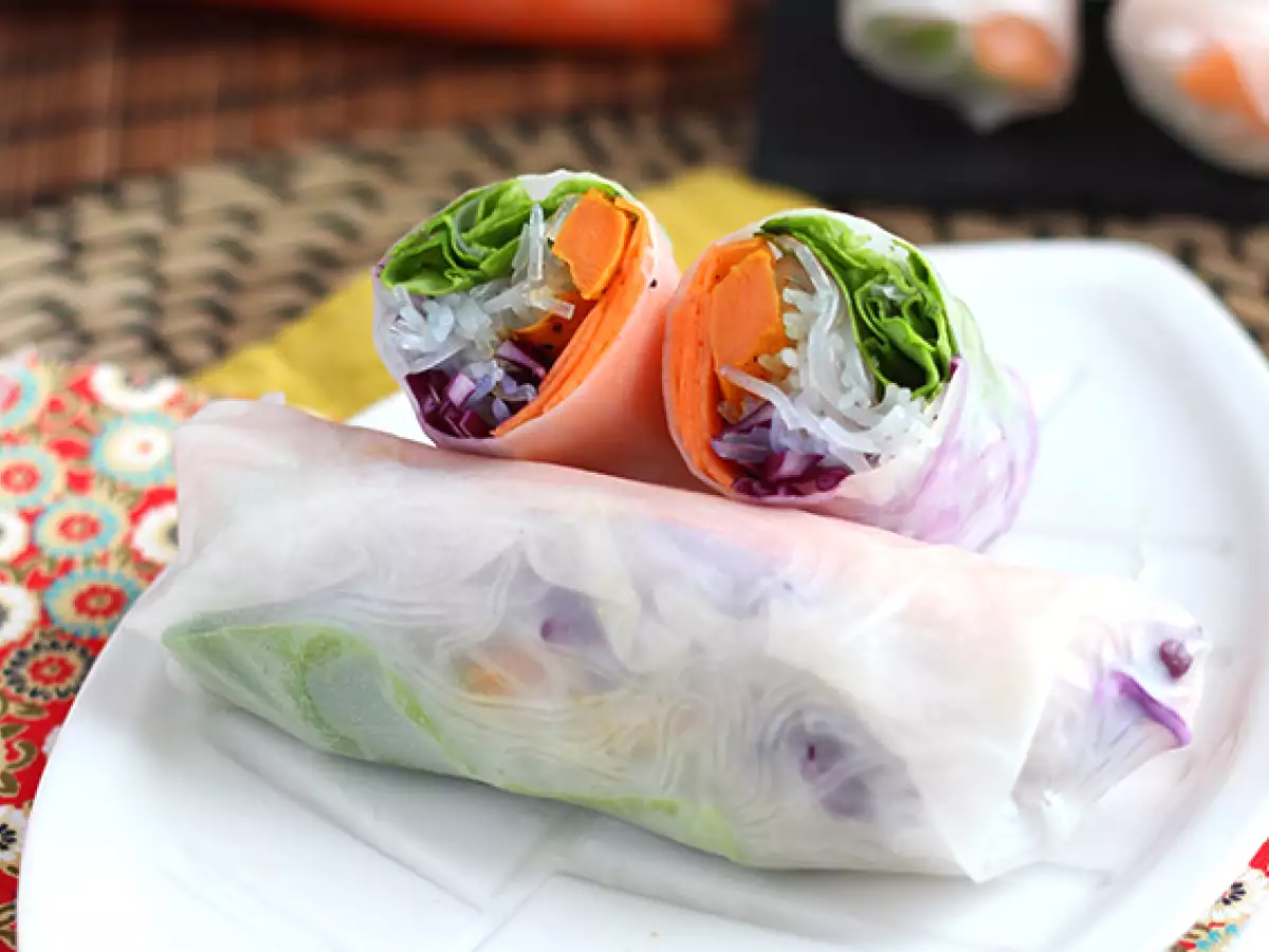 Vegetarijanski spomladanski zvitki - rdeče zelje in sladki krompir - fotografija 3