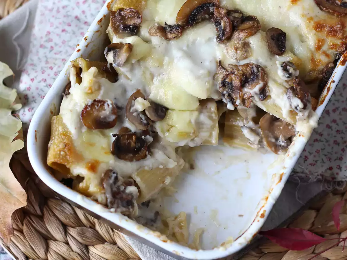 Zapečene testenine z gobami: kremast in raztegljiv recept, popoln za jesen - fotografija 5